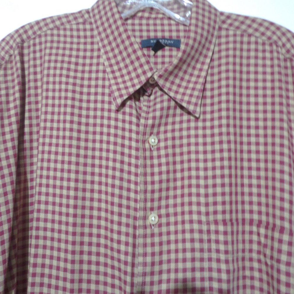 BURBERRY LONDON GINGHAM PLAID SPORT SHIRT LARGE EUC